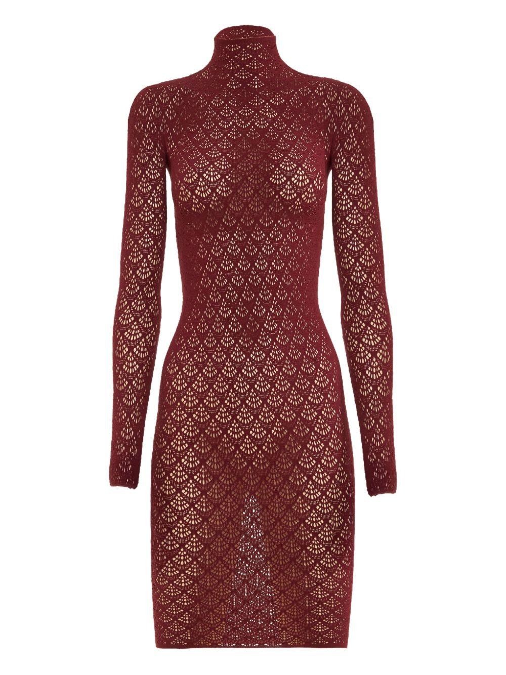 Abito mini in pizzo in bordeaux Wolford - donna 