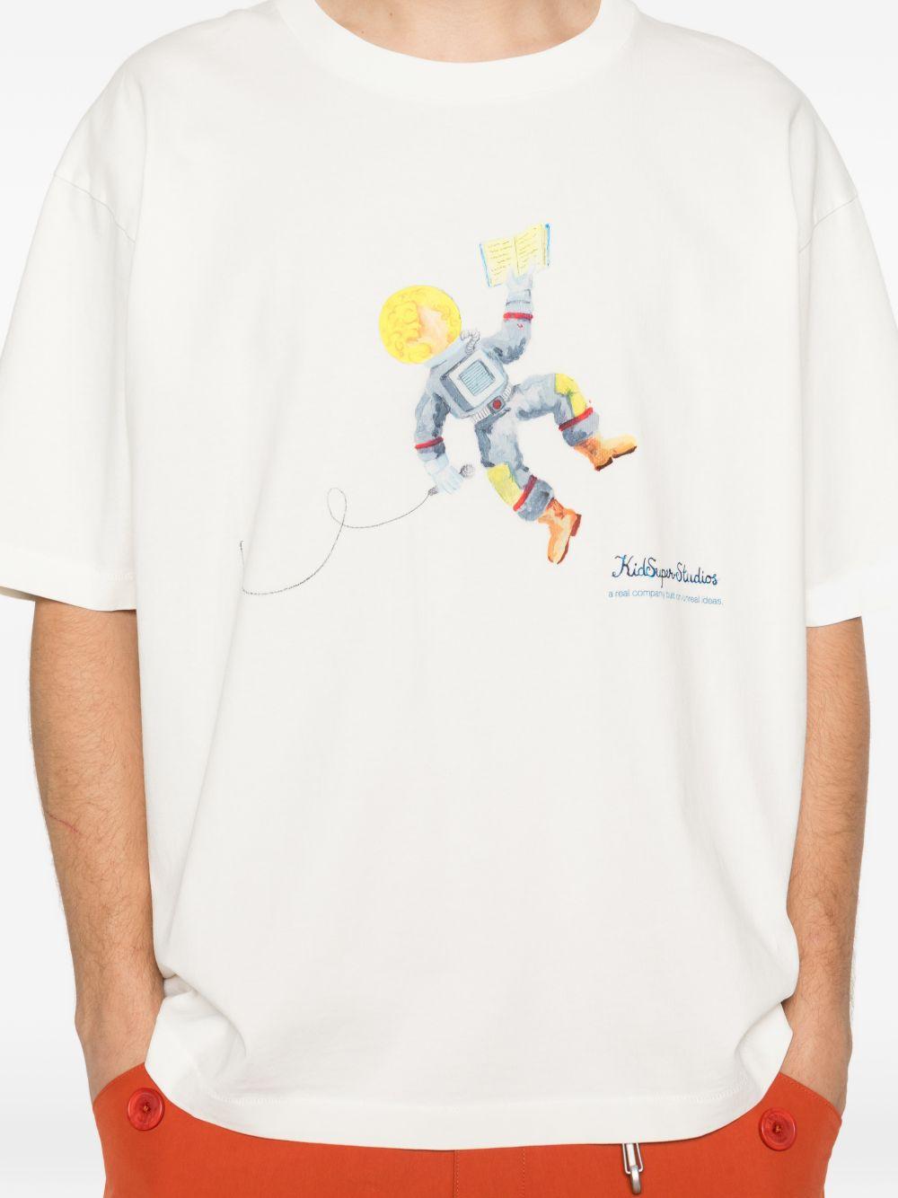 T-shirt con stampa di UN astronauta in bianco Kidsuper - uomo 
