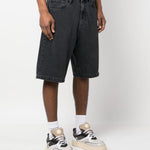 Shorts denim con logo in nero - uomo 