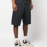 Shorts denim con logo in nero - uomo 