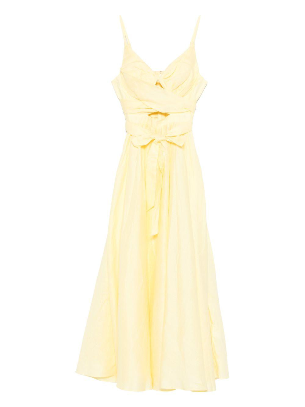 Abito midi con cintura in vita in giallo Zimmermann - donna 