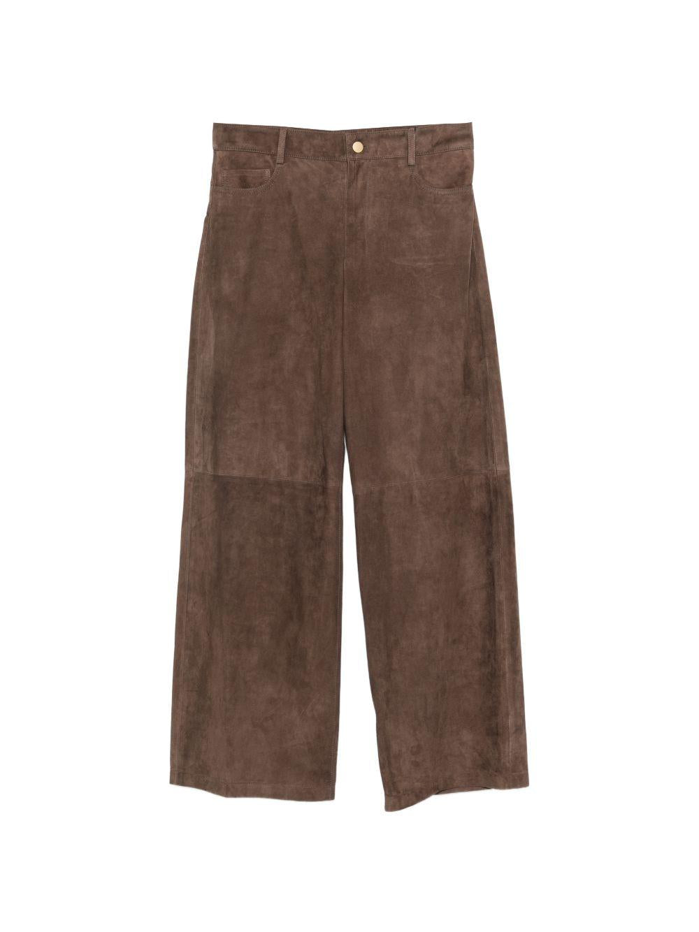 Pantaloni in pelle scamosciata in marrone 'S Max Mara - donna 