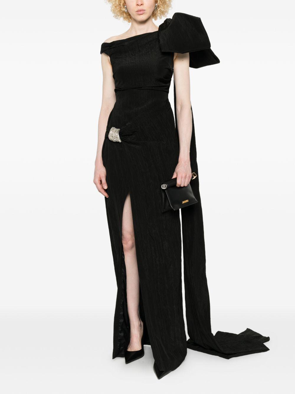 Abito con fiocco oversize e cristalli in nero David Koma - donna 