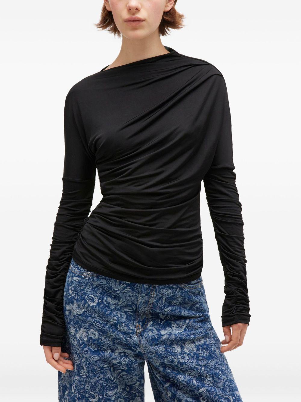 Top con ruches in nero Ganni - donna 