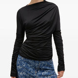 Top con ruches in nero Ganni - donna 