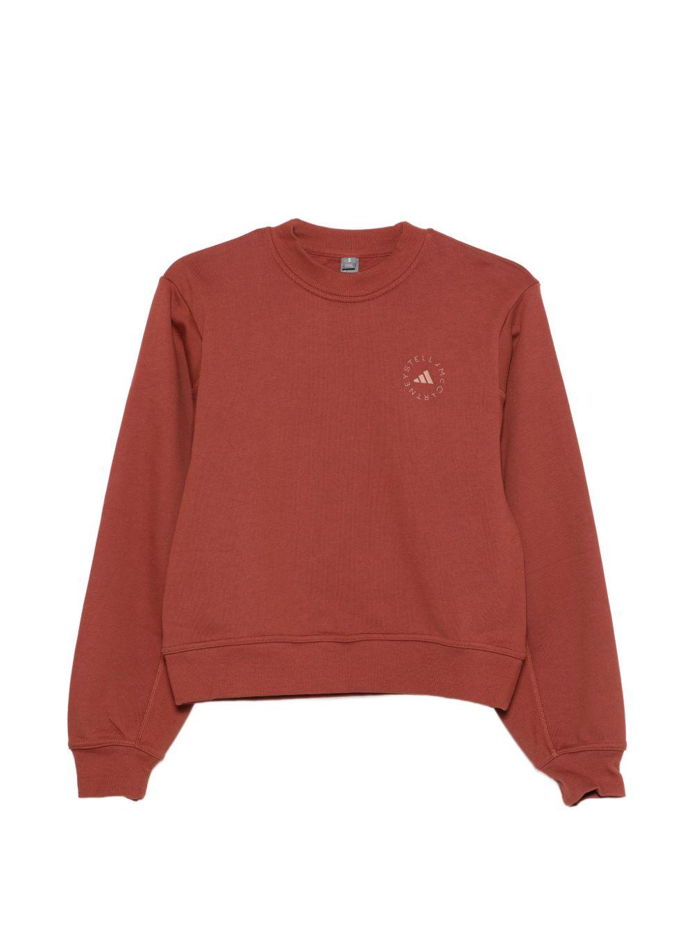 Felpa con logo a maniche lunghe in rosso mattone Adidas by stella mc  cartney - donna 