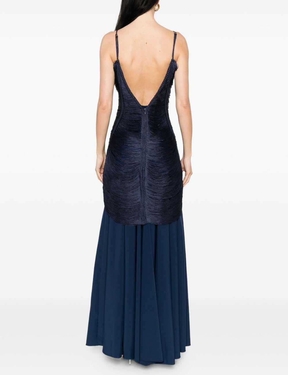 Abito lungo con frange in blu Bless - donna 
