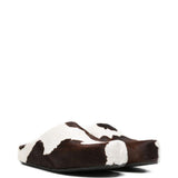 Mules fussbett con stampa mucca in bianco e marrone 