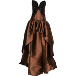 Abito a strati decorato con cristalli in marrone Costarellos - donna 