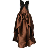 Abito a strati decorato con cristalli in marrone Costarellos - donna 