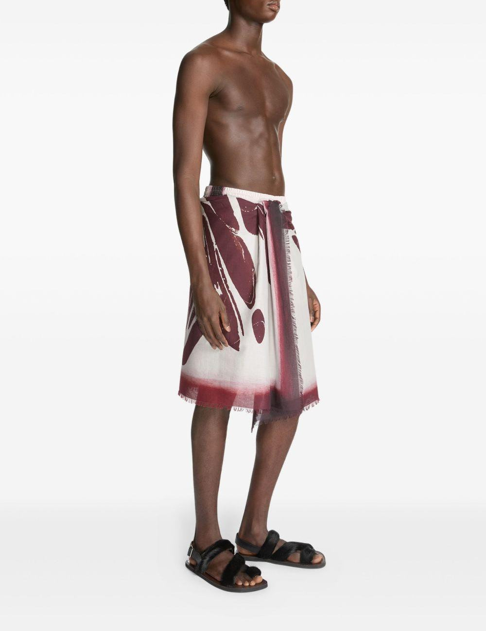 Sarong con stampa astratta in borgogna Dries van noten - uomo 