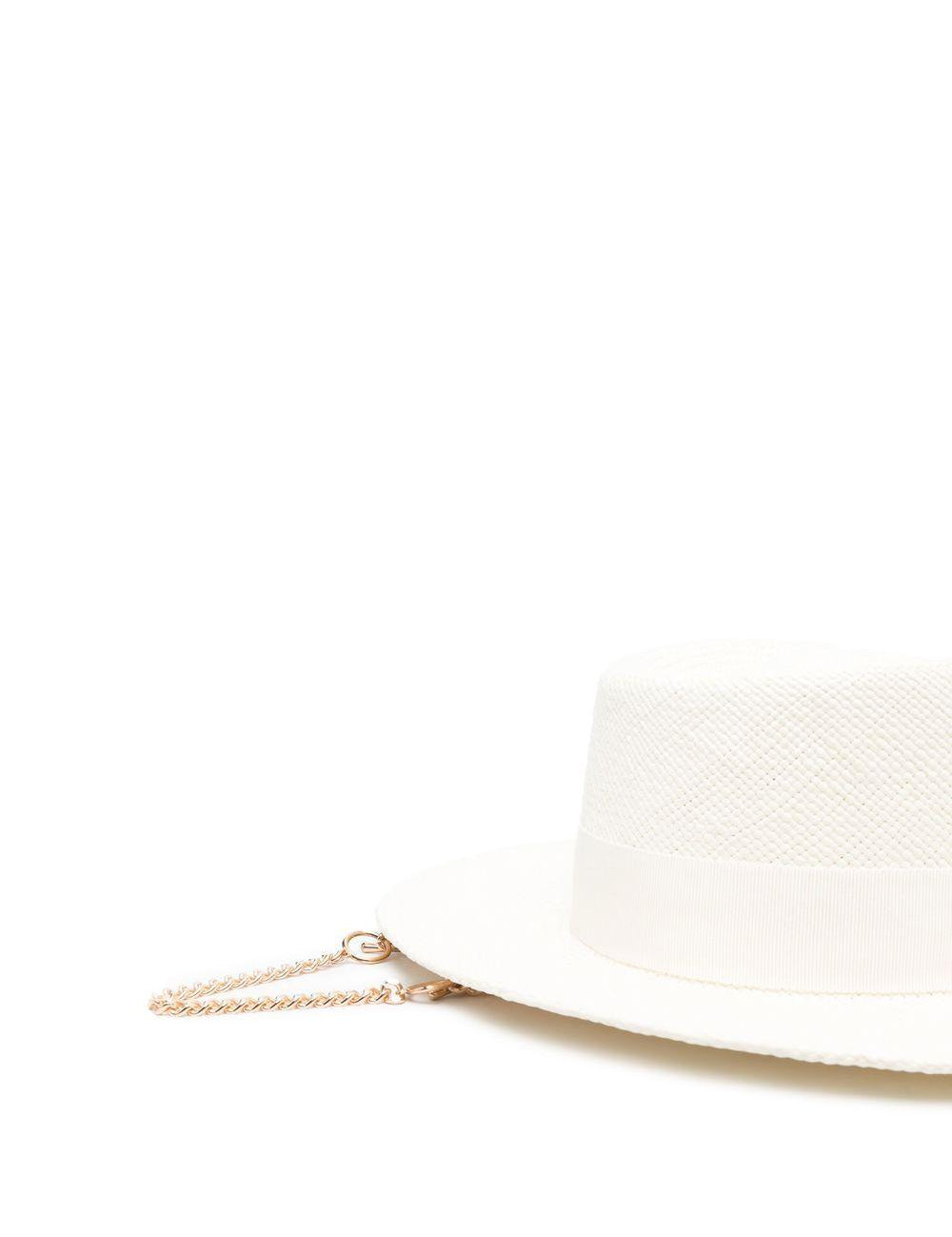Cappello con piercing in rafia in bianco Ruslan baginskiy - donna 