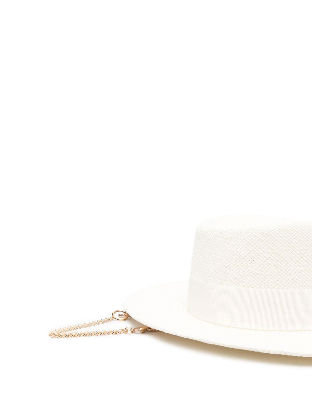 Cappello con piercing in rafia in bianco Ruslan baginskiy - donna 