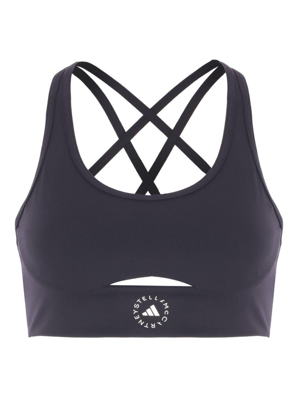 Top sportivo con logo in nero Adidas by stella mc  cartney - donna 