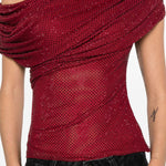 Top monospalla drapeggiato in bordeaux Self-portrait - donna 