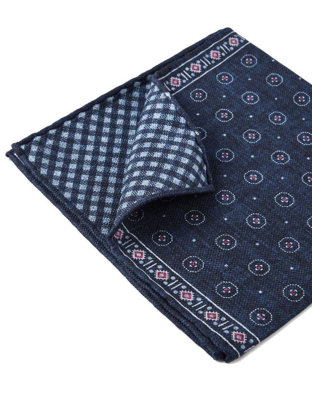 Fazzoletto da taschino in seta con stampa geometrica in blu Brunello cucinelli - uomo 