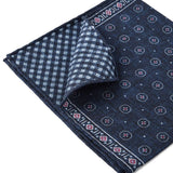 Fazzoletto da taschino in seta con stampa geometrica in blu Brunello cucinelli - uomo 