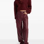 Pantaloni in simil pelle bordeaux Rotate - donna 