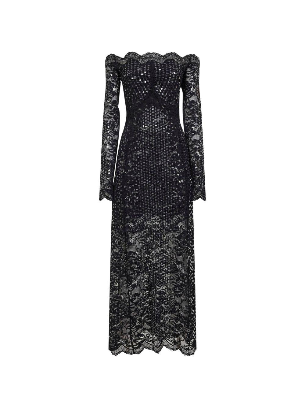 Abito in pizzo con paillettes in nero Rabanne - donna 
