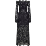Abito in pizzo con paillettes in nero Rabanne - donna 