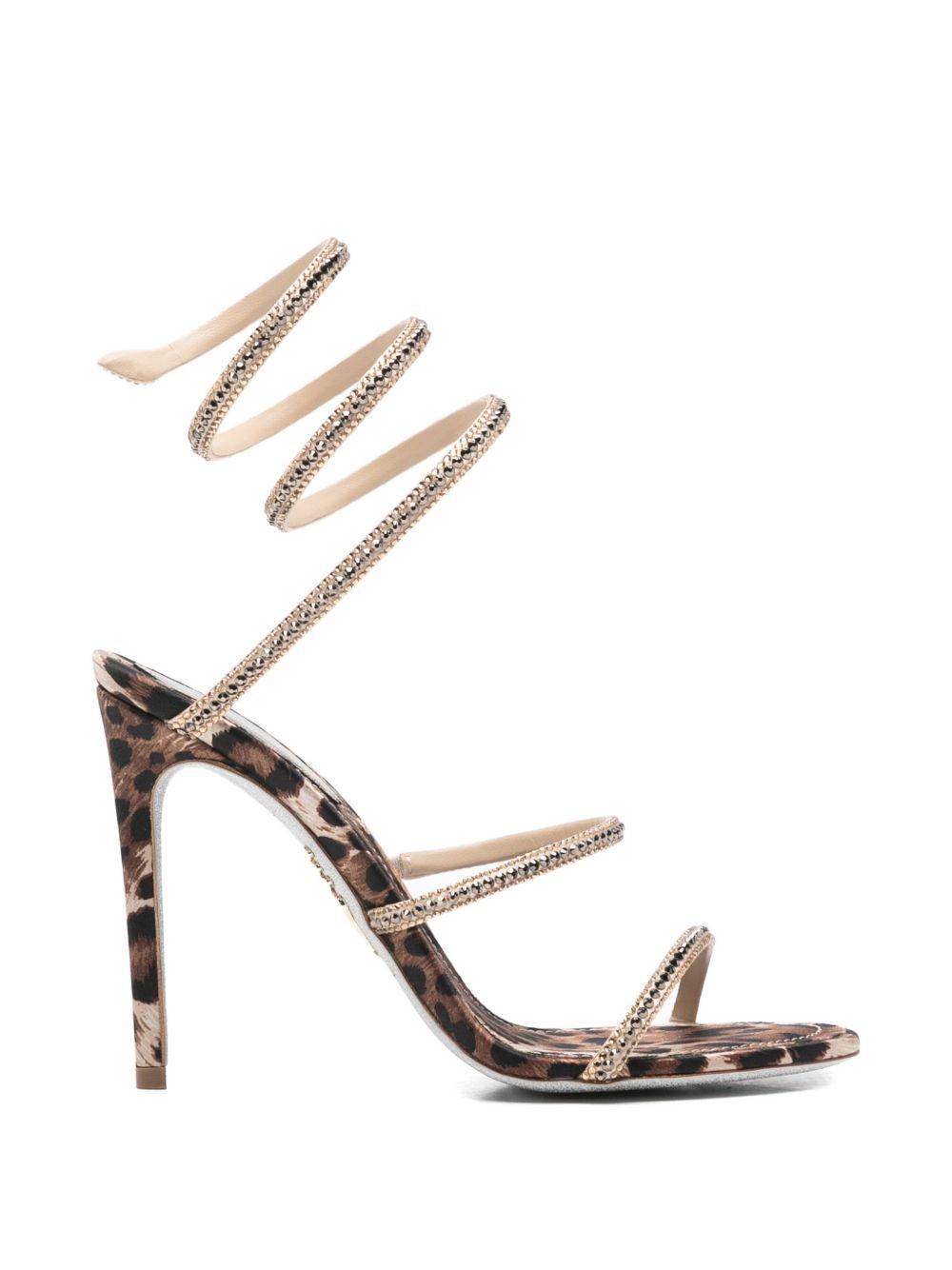 Sandalo juniper con stampa animalier rene caovilla - donna 