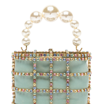 Borsa a mano con cristalli e perle holli in verde Rosantica - donna 