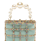Borsa a mano con cristalli e perle holli in verde Rosantica - donna 