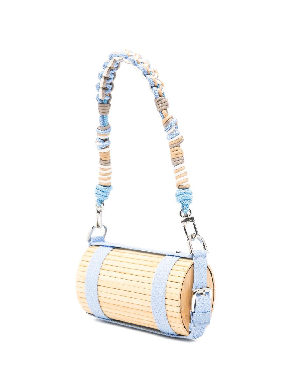 Borsa in bambù con tracolla intrecciata rimovibile in beige e celeste Feng chen wang - unisex 
