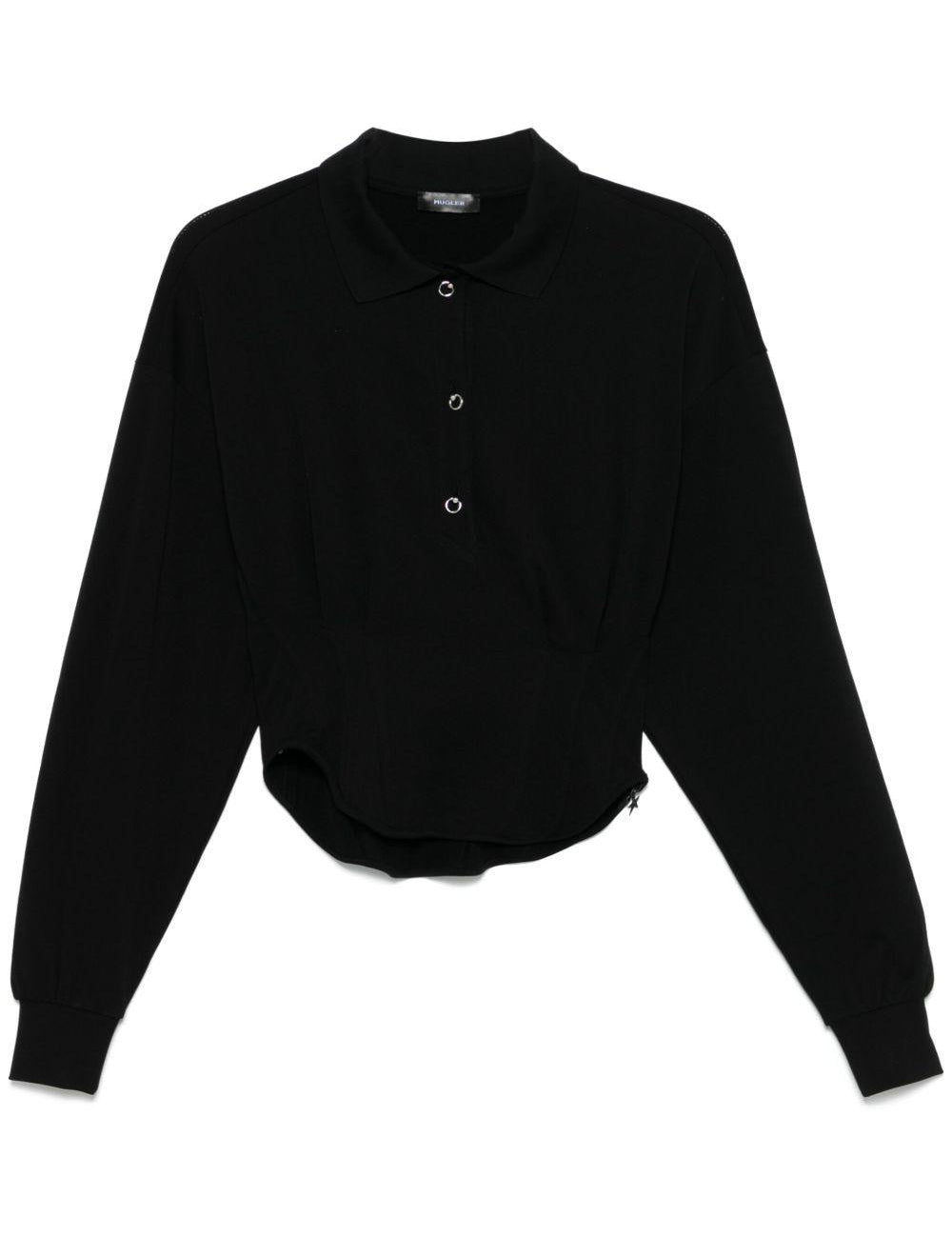 Blusa con dettaglio a corsetto in nero Mugler - donna 