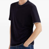 T-shirt con profili a contrasto in blu 