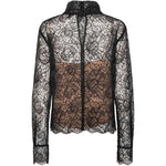 Blusa a collo alto in pizzo in nero 