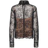 Blusa a collo alto in pizzo in nero 