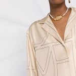 Camicia con monogramma in beige Toteme - donna 