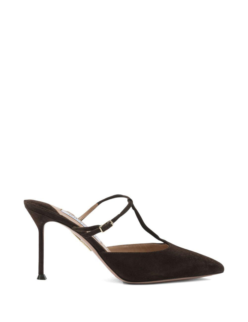 Mules a punta sorbonne in marrone Aquazzura - donna 
