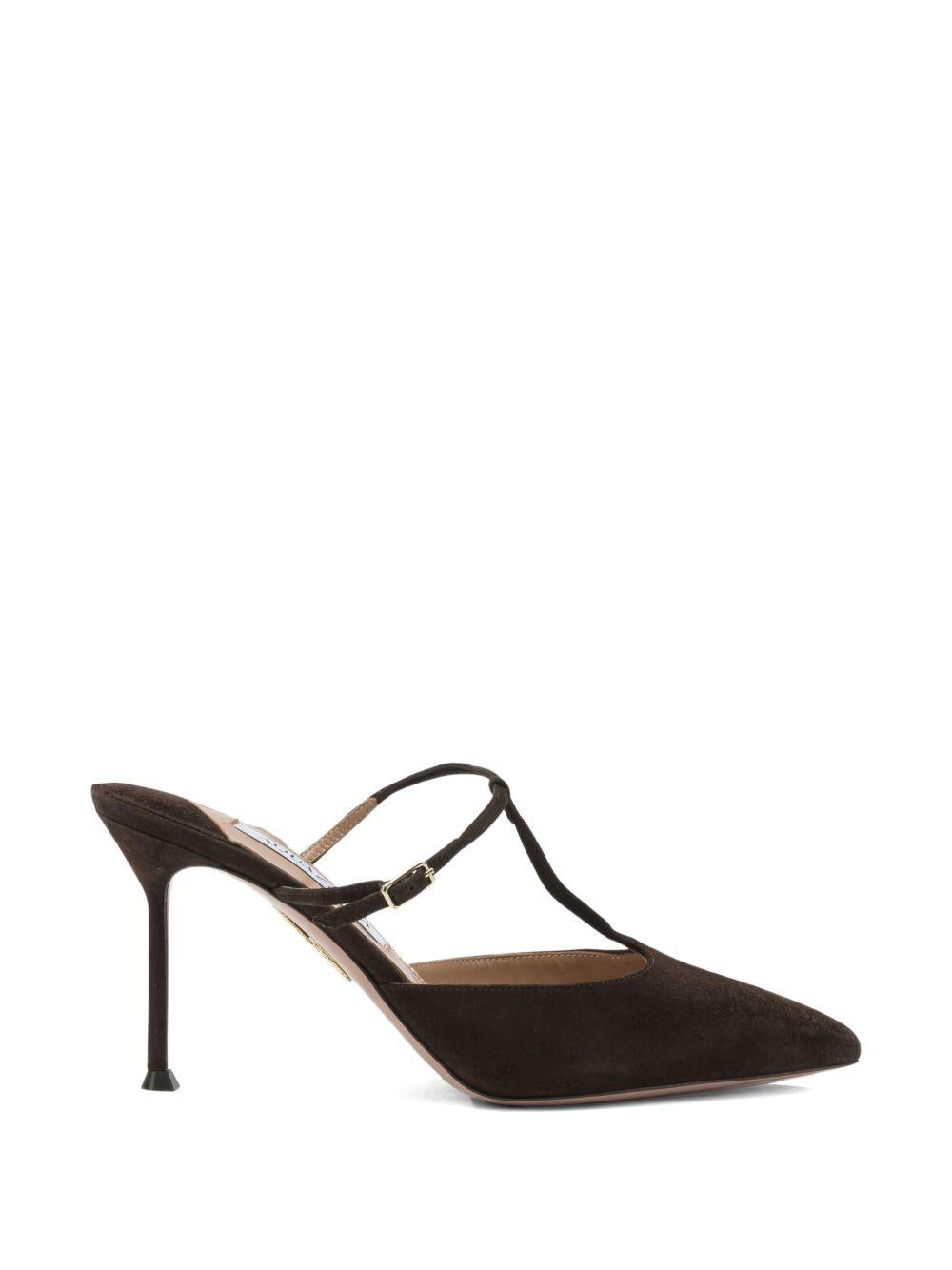 Mules a punta sorbonne in marrone Aquazzura - donna 