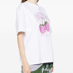 T-shirt con grafica al lampone in bianco Ganni - donna 
