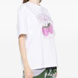 T-shirt con grafica al lampone in bianco Ganni - donna 