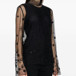 Blusa trasparente con ricamo a fiori in nero Toteme - donna 