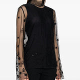 Blusa trasparente con ricamo a fiori in nero Toteme - donna 