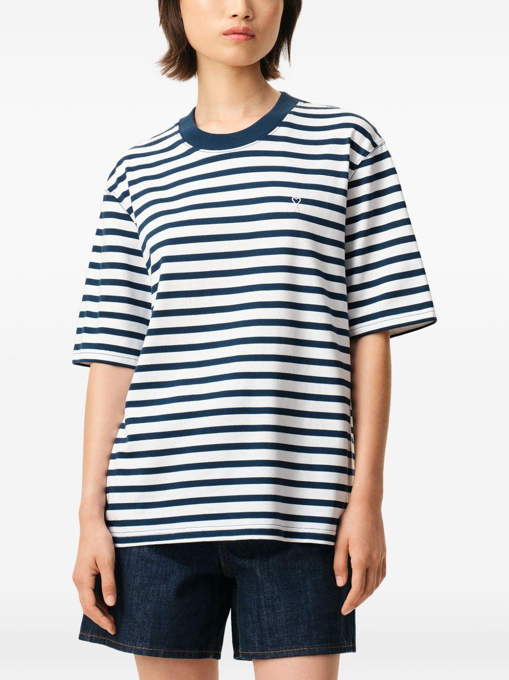 T-shirt con applicazione Ami de Coeur in bianco e blu Ami paris - uomo 