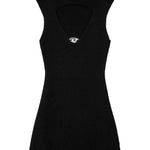Abito corto M-Oloni-Short a coste con apertura a goccia in nero Diesel - donna 