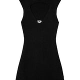 Abito corto M-Oloni-Short a coste con apertura a goccia in nero Diesel - donna 