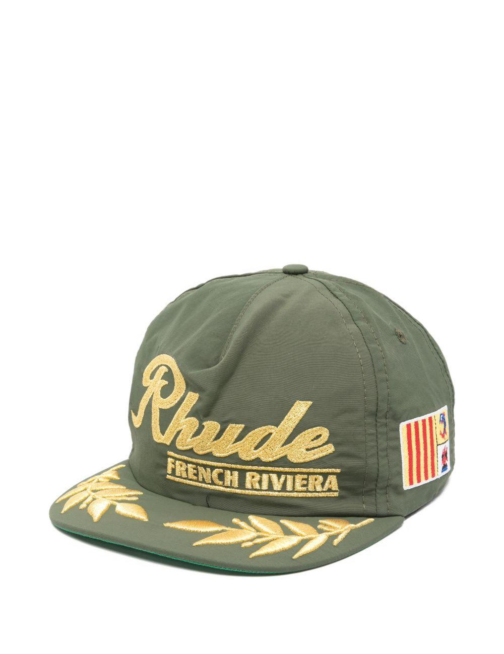 Cappello da baseball ricamato in verde Rhude - uomo 