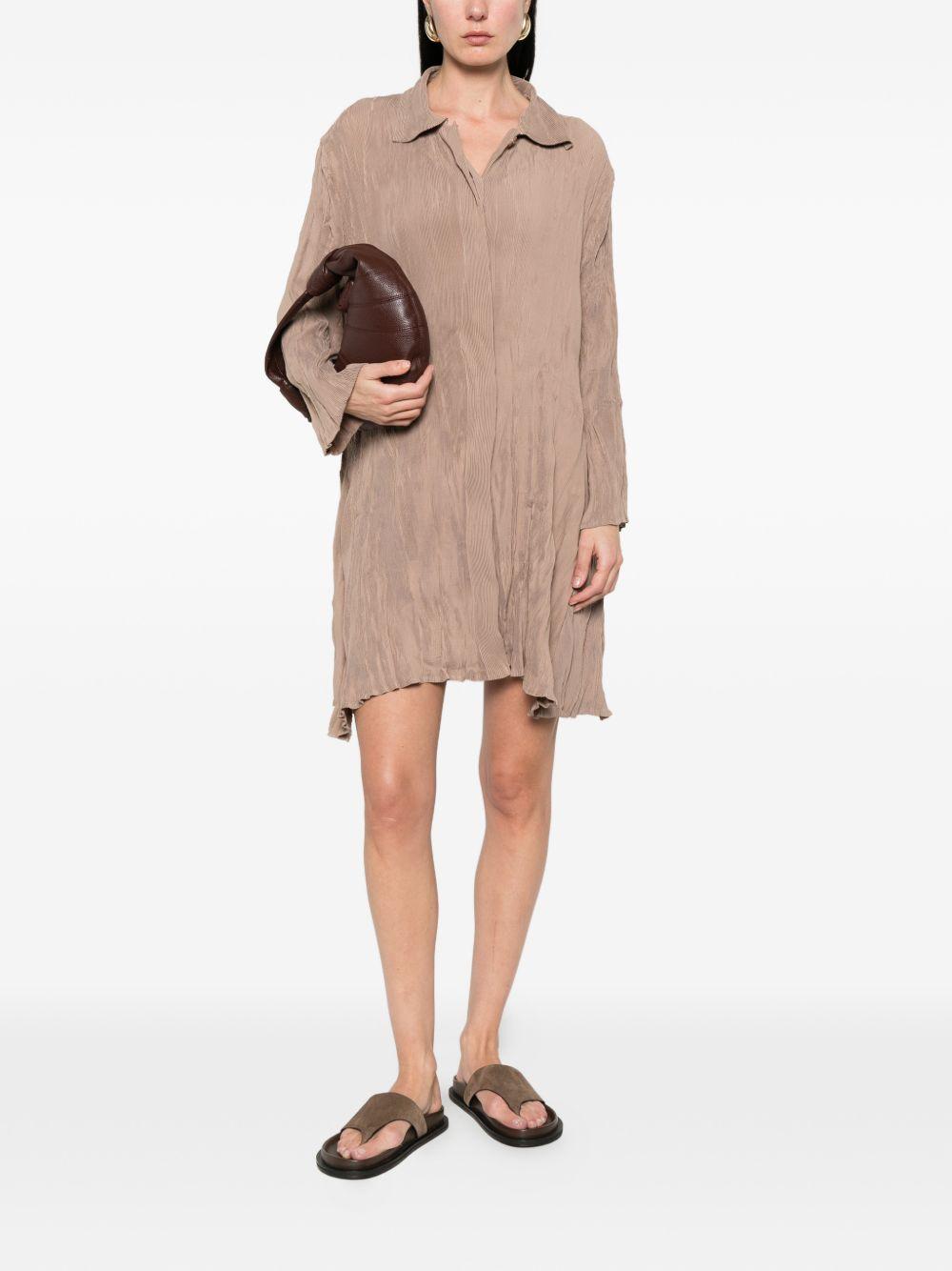 Abito Chemisier corto plissettato in beige GONGDID DESIGN - donna 