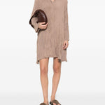 Abito Chemisier corto plissettato in beige GONGDID DESIGN - donna 
