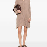 Abito Chemisier corto plissettato in beige GONGDID DESIGN - donna 
