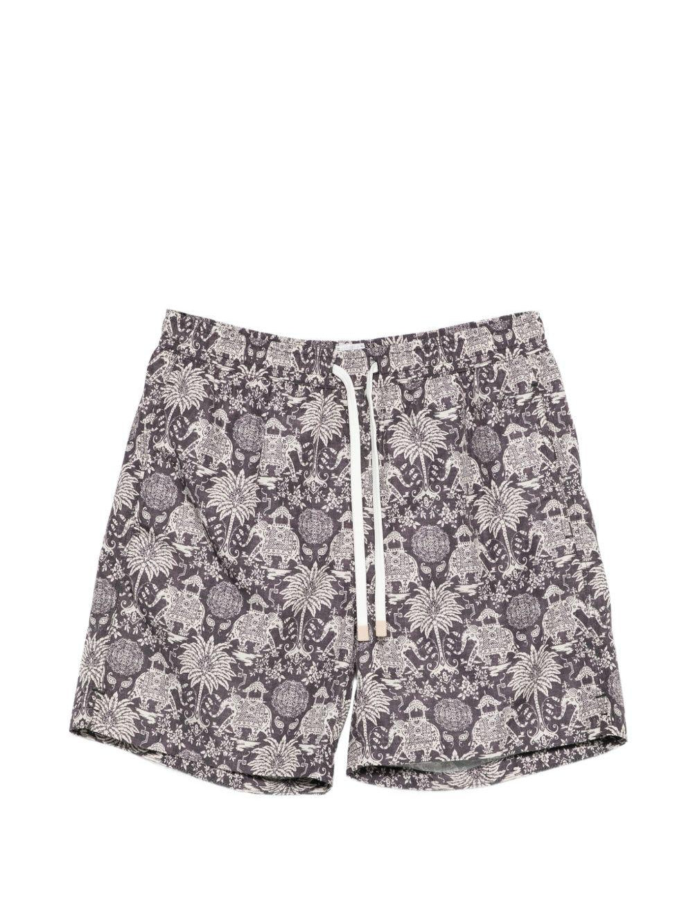 Pantaloncini da bagno con coulisse stampati in nero Eleventy - uomo 