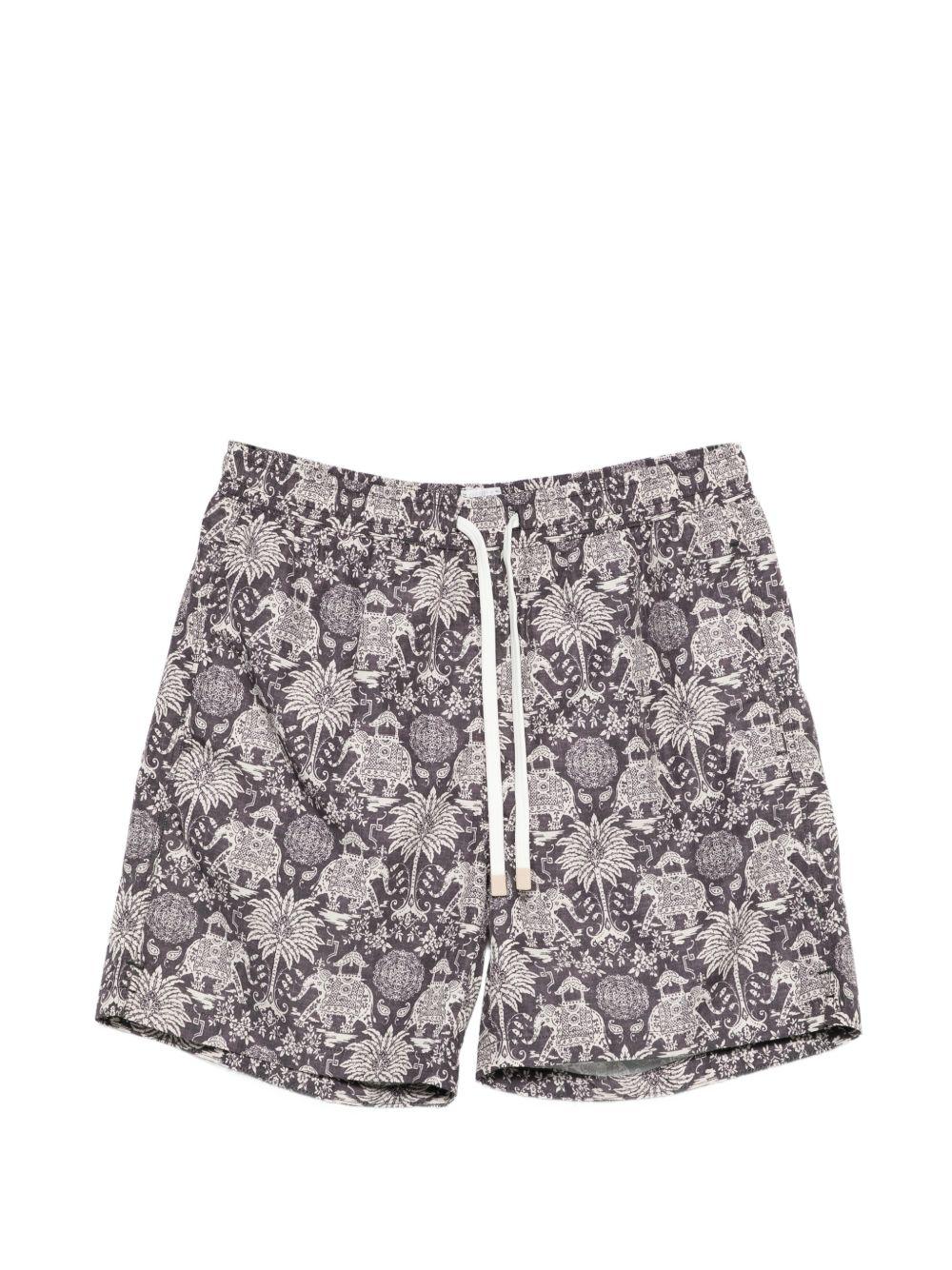 Pantaloncini da bagno con coulisse stampati in nero Eleventy - uomo 