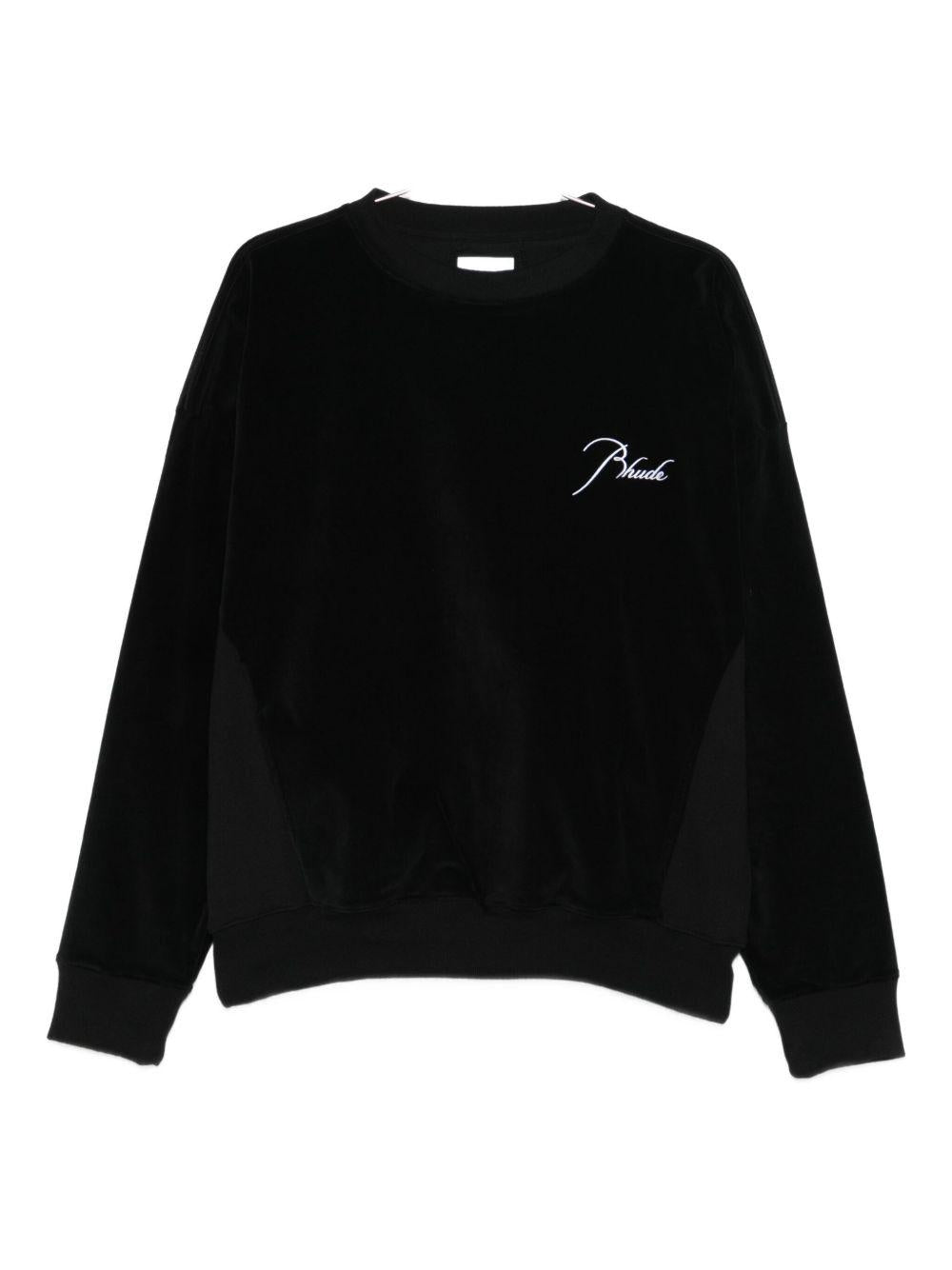 Felpa con logo e ricamo in nero Rhude - uomo 