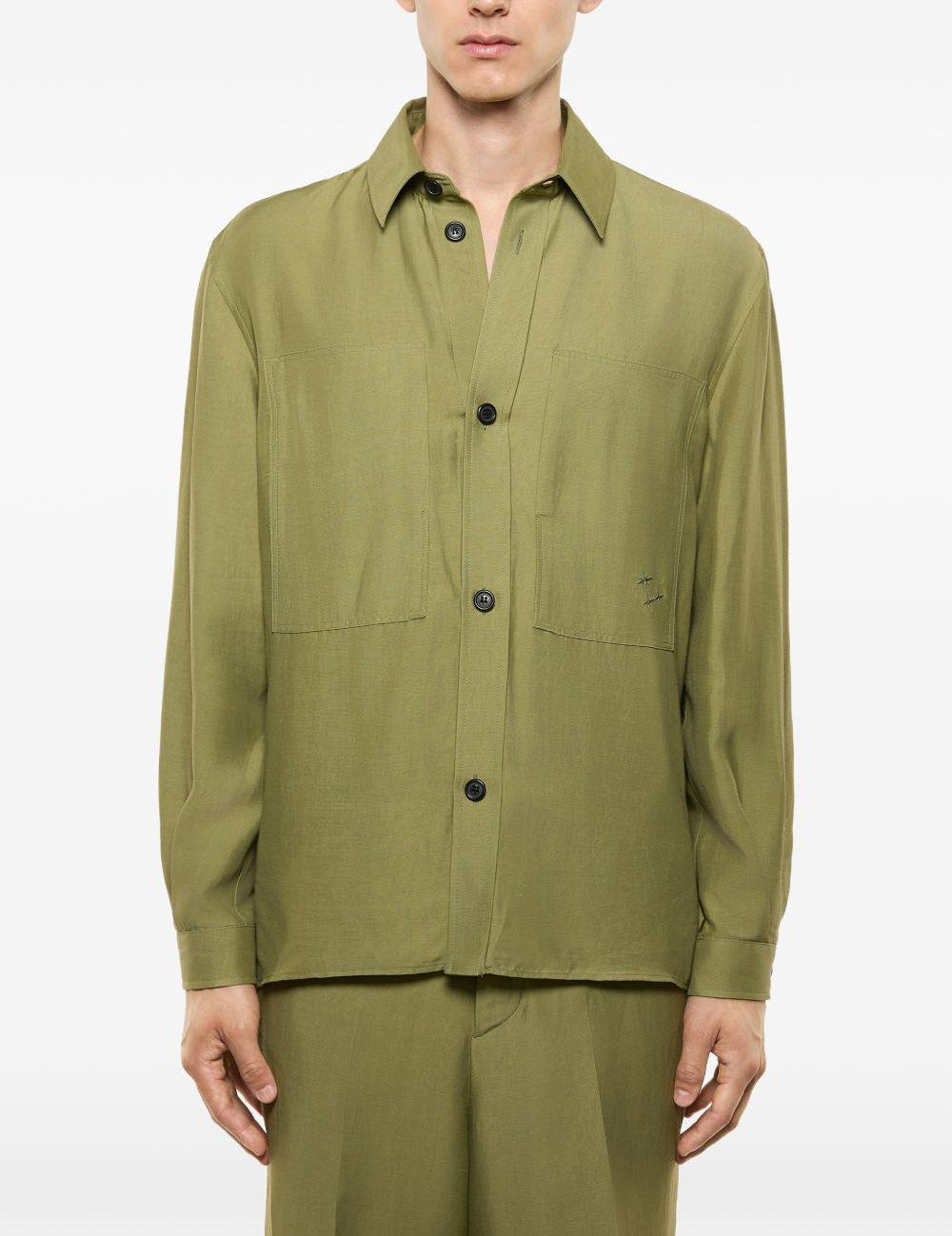 Giacca-camicia con ricamo in verde Laneus - uomo 